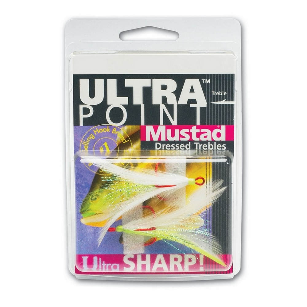 Mustad Ultra Point Size 6 Feather Treble White New 2 per Pack 