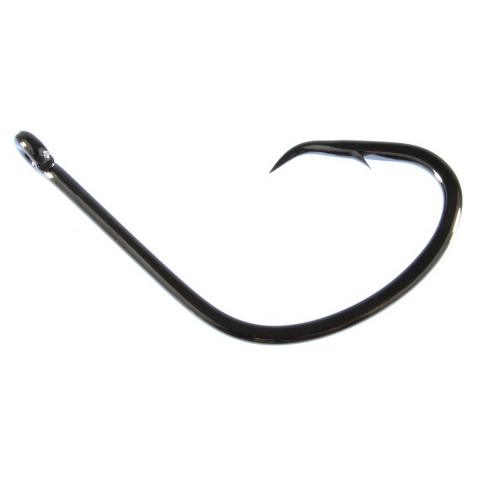 Owner Mutu Light Circle Fishing Hooks – Size 1, 8 Pack, Black Chrome