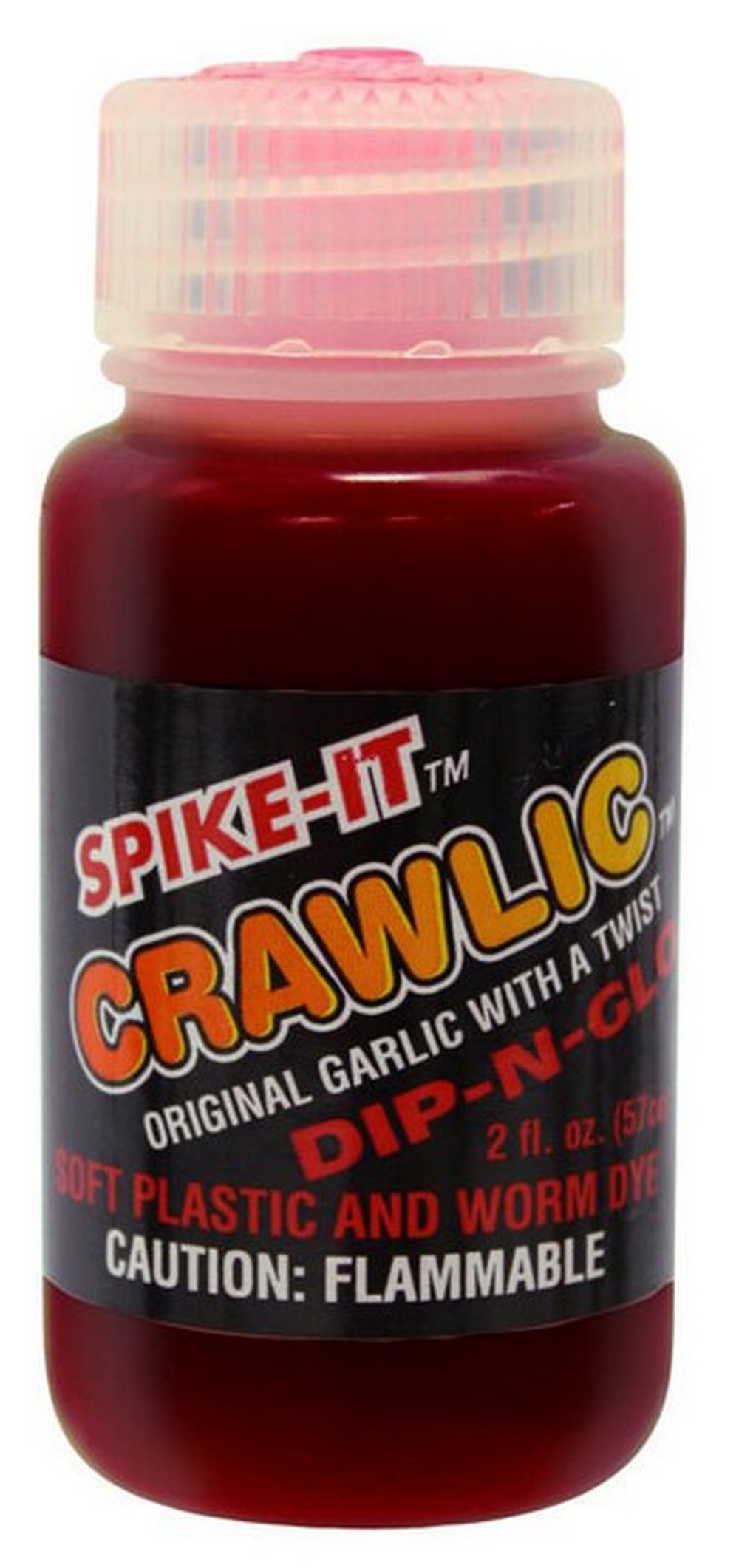 Spike-It Crawlic Dip-in-glo 2oz Bottle Fire Red Soft Plastic Lure