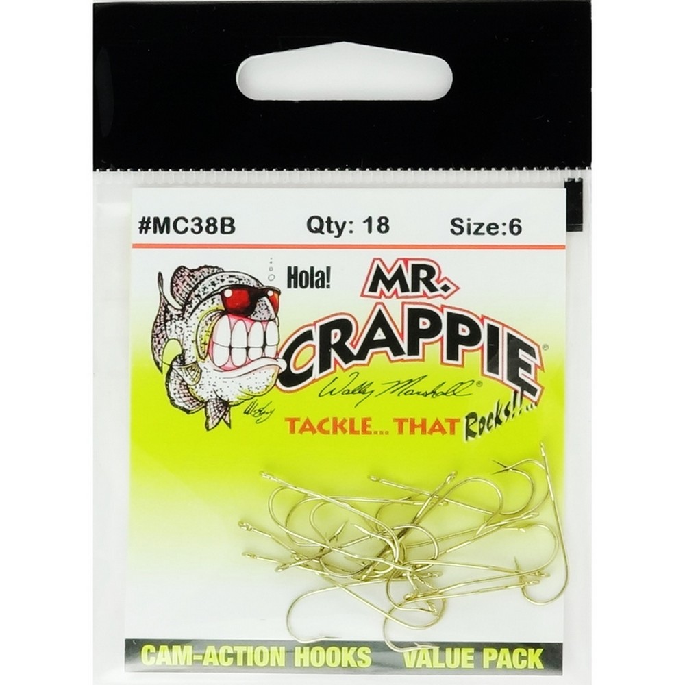 Mr. Crappie MC38B 6 Cam-Action Hooks Gold  